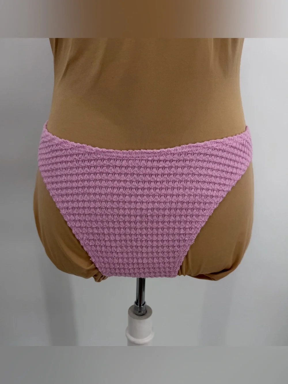 Pink Rosette flower 3 Piece bikini set cover up skirt Textured S vacation resort